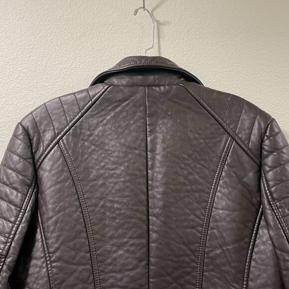 MARC NEW YORK/ANDREW MARC Faux/Vegan Leather Moto Jacket, Deep Burgundy - L - Picture 12 of 15